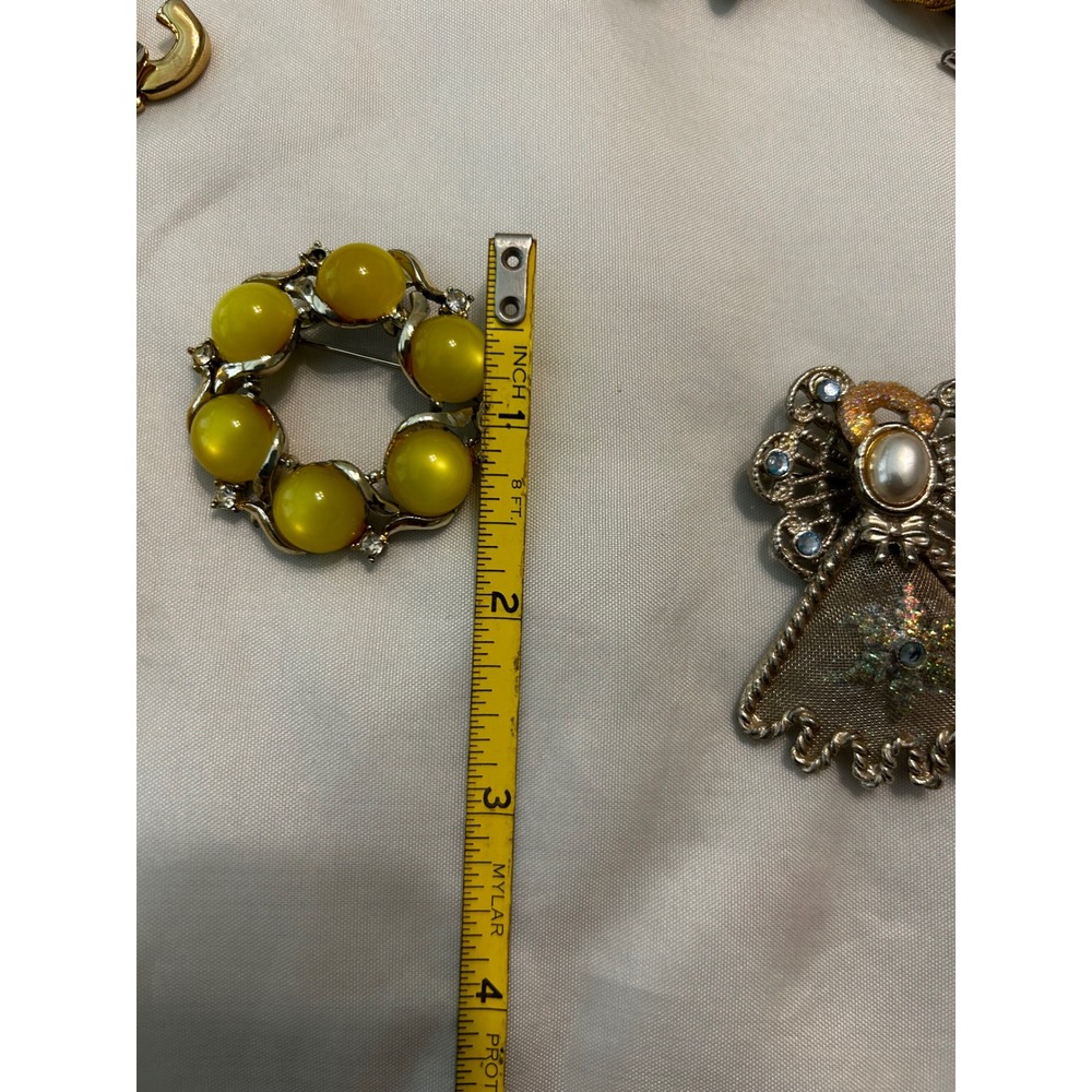 Vintage Brooch Pin Lot 14pc Cameo Elephant Owl Dragonfly Rhinestone Jewelry - Picture 14 of 16